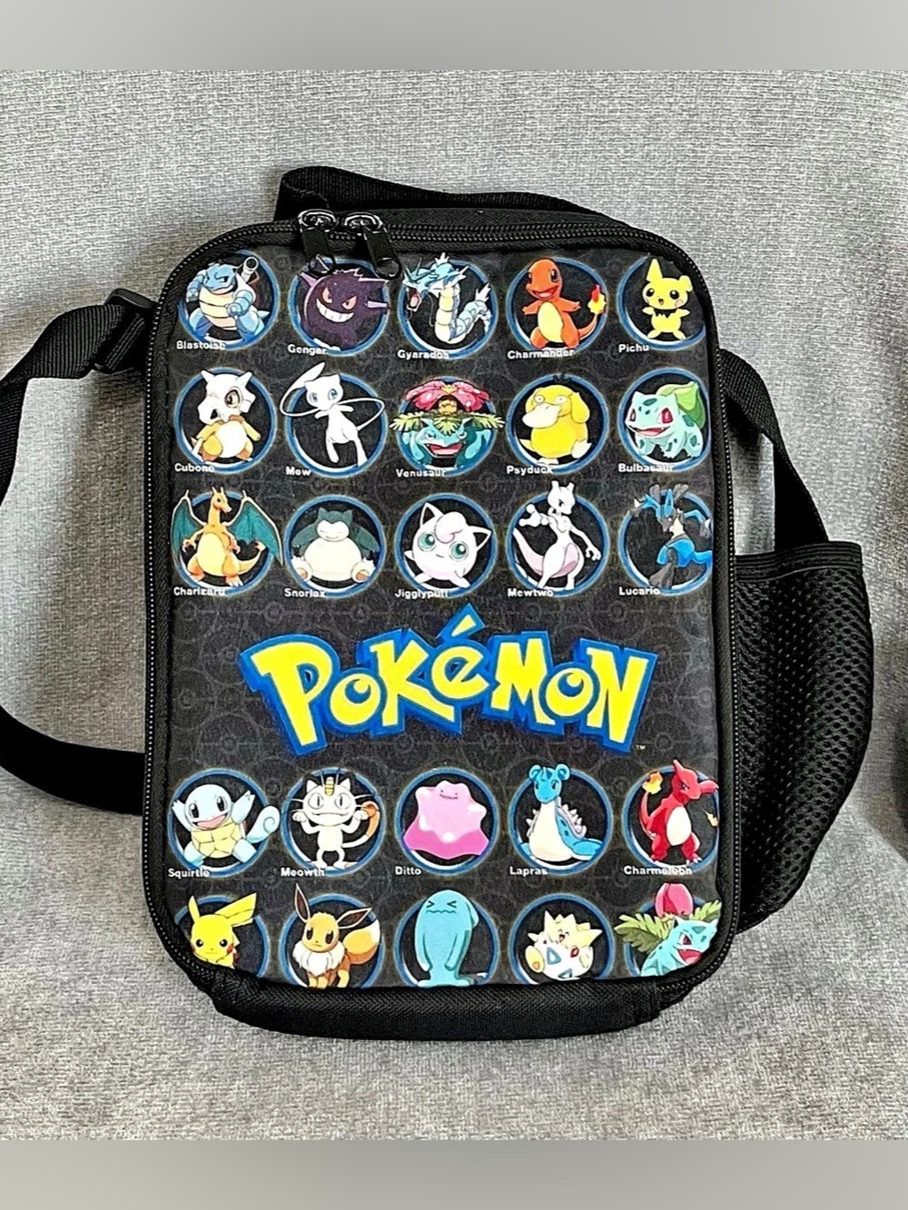 Pokemon Insulated Bag All Over Character Print Black Messenger Strap